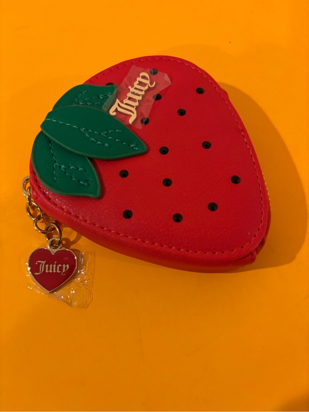 Juicy Couture Strawberry-Shaped Kids Coin Pouch - Red & Green
